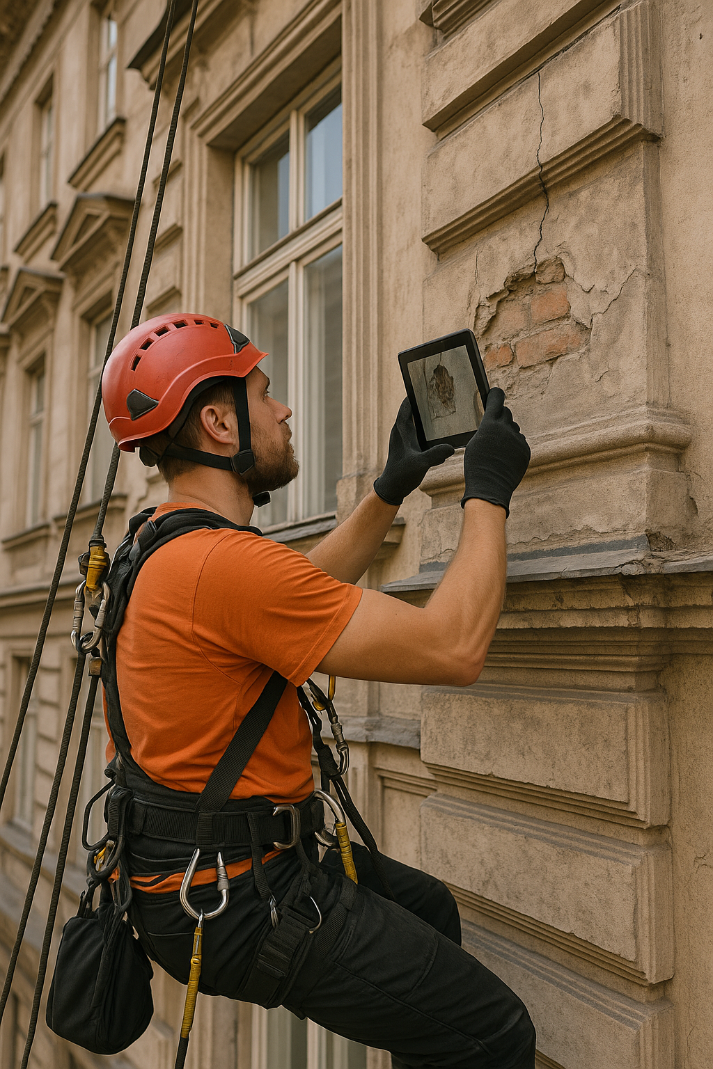 Dokumentation der Schäden durch Industriekletterer